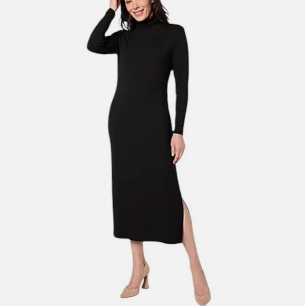 Women with‎ Control Regular Finespun Jersey Tummy Control Midi Dress Black